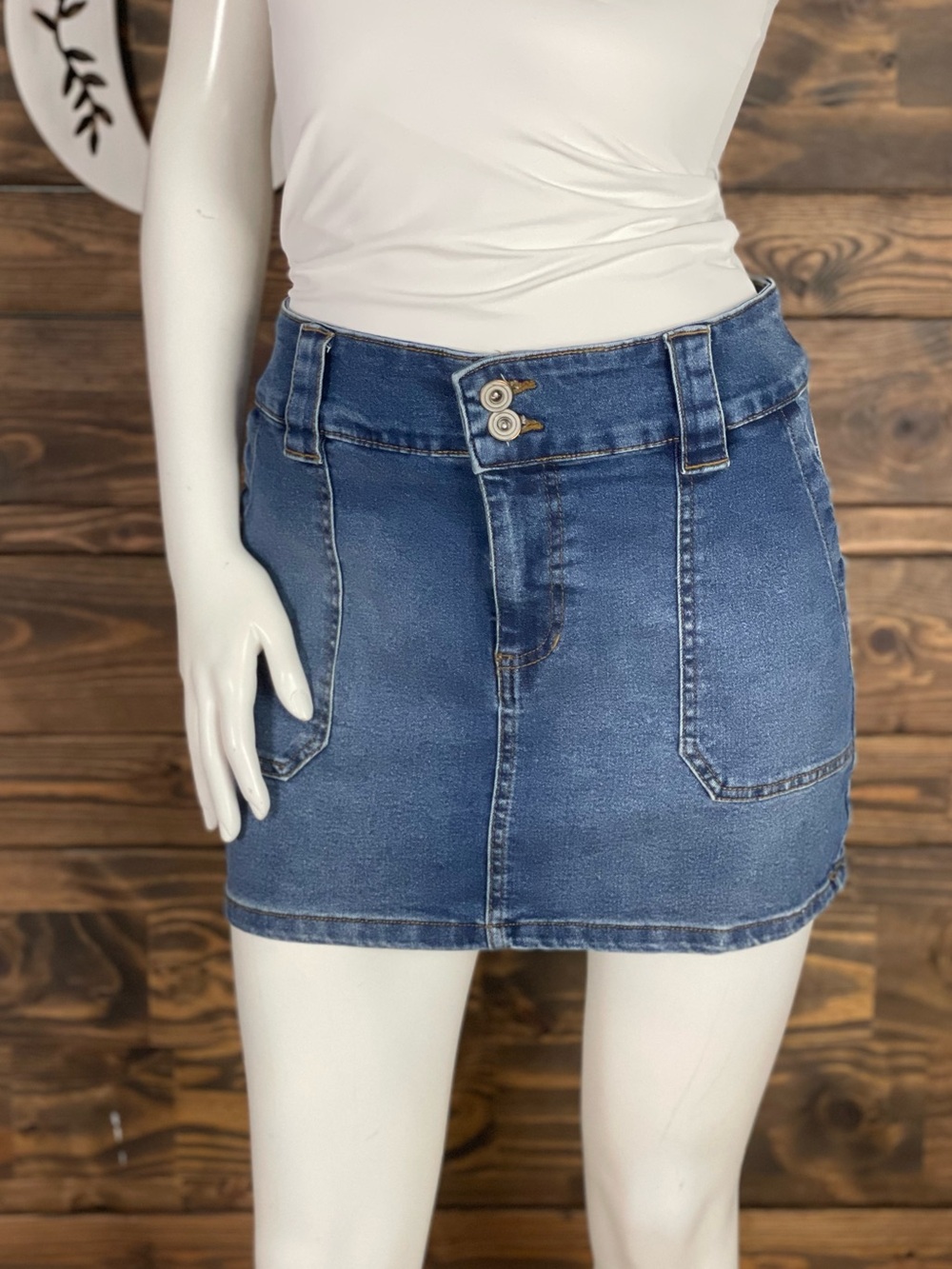 Re Generation Celebrity Pink | Y2K Blue Denim Utility Mini Skirt